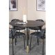 VENTURE DESIGN Dipp spisebordsst, m. 4 stole - sort finer/messing sort metal, multi stof/sort metal