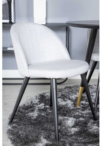 VENTURE DESIGN Dipp spisebordsst, m. 4 stole - sort finer/messing sort metal, gr stof/sort metal