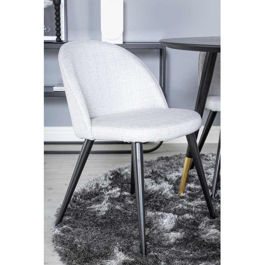 VENTURE DESIGN Dipp spisebordsst, m. 4 stole - sort finer/messing sort metal, gr stof/sort metal