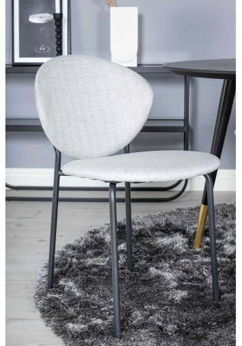 VENTURE DESIGN Dipp spisebordsst, m. 4 stole - sort finer/messing sort metal, gr stof/sort metal