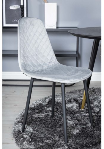 VENTURE DESIGN Dipp spisebordsst, m. 4 stole - sort finer/messing sort metal, gr fljl/sort metal