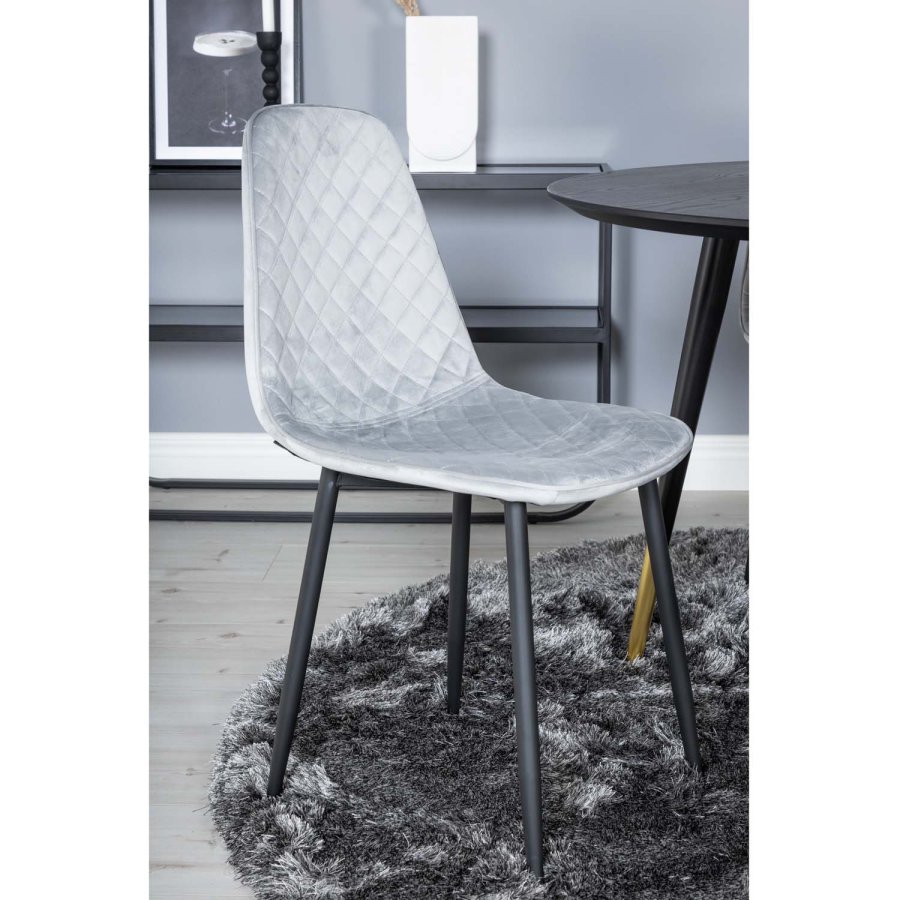 VENTURE DESIGN Dipp spisebordsst, m. 4 stole - sort finer/messing sort metal, gr fljl/sort metal