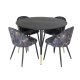 VENTURE DESIGN Dipp spisebordsst, m. 4 stole - sort finer/messing/sort metal, multi stof/sort metal