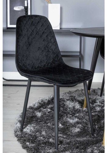 VENTURE DESIGN Dipp spisebordsst, m. 4 stole - sort finer/messing sort metal, sort fljl/sort metal