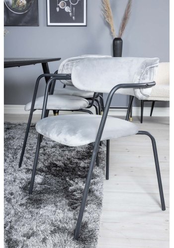 VENTURE DESIGN Dipp spisebordsst, m. 6 stole - sort finer/messing sort metal, gr fljl/sort metal