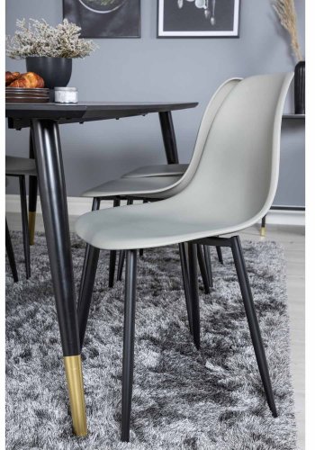 VENTURE DESIGN Dipp spisebordsst, m. 6 stole - sort finer/messing/sort metal, gr plastik/sort jern