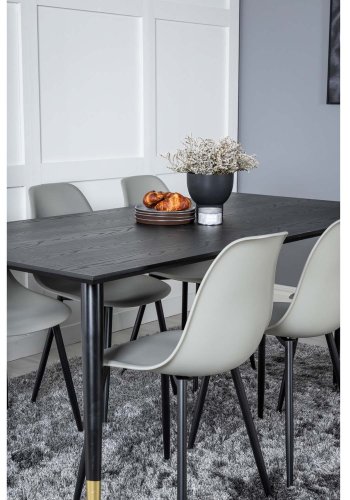 VENTURE DESIGN Dipp spisebordsst, m. 6 stole - sort finer/messing/sort metal, gr plastik/sort jern
