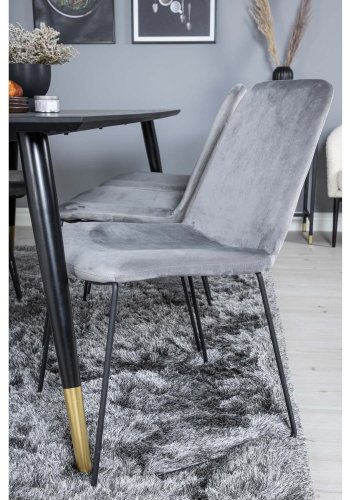 VENTURE DESIGN Dipp spisebordsst, m. 6 stole - sort finer/messing sort metal, gr fljl/sort metal