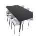 VENTURE DESIGN Dipp spisebordsst, m. 6 stole - sort finer/messing sort metal, gr stof/sort metal