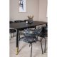 VENTURE DESIGN Dipp spisebordsst, m. 6 stole - sort finer/messing/sort metal, multi stof/sort metal