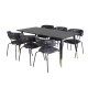 VENTURE DESIGN Dipp spisebordsst, m. 6 stole - sort finer/messing/sort metal, multi stof/sort metal