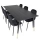VENTURE DESIGN Dipp spisebordsst, m. 6 stole - sort finer/messing sort metal, sort fljl/sort metal