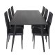 VENTURE DESIGN Dipp spisebordsst, m. 6 stole - sort finer/sort metal og sort PU/sort metal