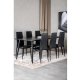 VENTURE DESIGN Dipp spisebordsst, m. 6 stole - sort finer/sort metal og sort PU/sort metal