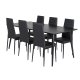 VENTURE DESIGN Dipp spisebordsst, m. 6 stole - sort finer/sort metal og sort PU/sort metal