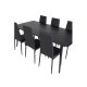 VENTURE DESIGN Dipp spisebordsst, m. 6 stole - sort finer/sort metal og sort PU/sort metal