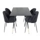 VENTURE DESIGN Dipp spisebordsst, m. 4 stole - sort finer/messing sort metal, sort fljl/sort metal