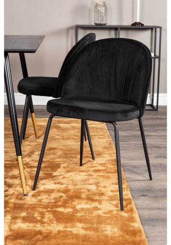 VENTURE DESIGN Dipp spisebordsst, m. 4 stole - sort finer/messing sort metal, sort fljl/sort metal