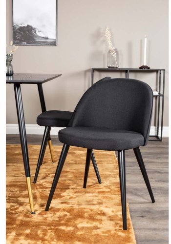 VENTURE DESIGN Dipp spisebordsst, m. 4 stole - sort finer/messing sort metal, sort stof/sort metal