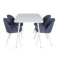 VENTURE DESIGN Polar spisebordsst, m. 4 stole - hvid MDF/hvid metal og bl polyester/hvid metal