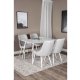 VENTURE DESIGN Polar spisebordsst, m. 4 stole - hvid MDF/hvid metal og lysegr polyester/hvid metal