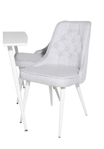 VENTURE DESIGN Polar spisebordsst, m. 4 stole - hvid MDF/hvid metal og lysegr polyester/hvid metal