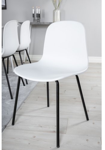 VENTURE DESIGN Polar spisebordsst, m. 6 stole - hvid MDF/hvid metal og hvid plastik/sort metal