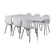 VENTURE DESIGN Polar spisebordsst, m. 6 stole - hvid MDF/hvid metal og hvid plastik/sort metal