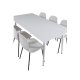 VENTURE DESIGN Polar spisebordsst, m. 6 stole - hvid MDF/hvid metal og hvid plastik/sort metal