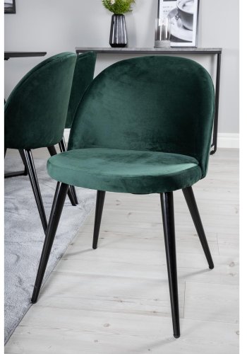 VENTURE DESIGN Marina spisebordsst, m. 6 stole - sort finer/sort metal og grn fljl/sort metal