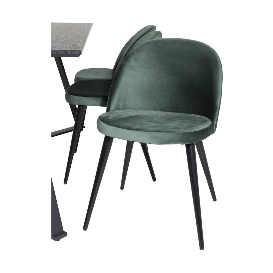 VENTURE DESIGN Marina spisebordsst, m. 6 stole - sort finer/sort metal og grn fljl/sort metal