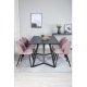 VENTURE DESIGN Marina spisebordsst, m. 6 stole - sort finer/sort metal og rosa fljl/sort metal