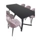 VENTURE DESIGN Marina spisebordsst, m. 6 stole - sort finer/sort metal og rosa fljl/sort metal