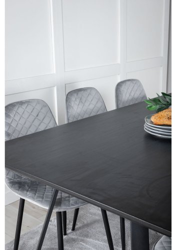 VENTURE DESIGN Marina spisebordsst, m. 6 stole - sort finer/sort metal og gr fljl/sort metal