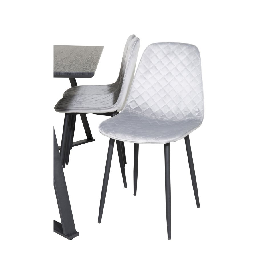 VENTURE DESIGN Marina spisebordsst, m. 6 stole - sort finer/sort metal og gr fljl/sort metal