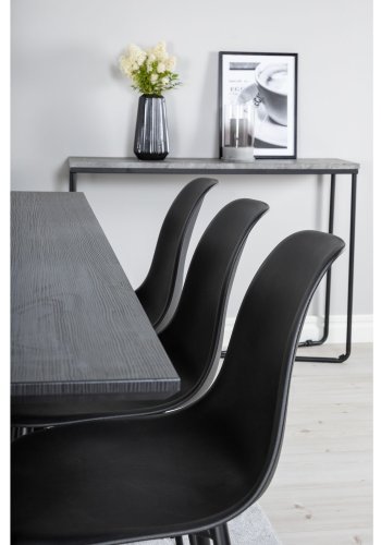 VENTURE DESIGN Marina spisebordsst, m. 6 stole - sort finer/sort metal og sort plastik/sort jern