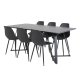 VENTURE DESIGN Marina spisebordsst, m. 6 stole - sort finer/sort metal og sort plastik/sort jern