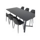VENTURE DESIGN Marina spisebordsst, m. 6 stole - sort finer/sort metal og sort plastik/sort jern