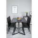 VENTURE DESIGN Marina spisebordsst, m. 6 stole - sort finer/sort metal og sort PU/sort metal