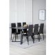 VENTURE DESIGN Marina spisebordsst, m. 6 stole - sort finer/sort metal og sort PU/sort metal
