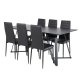 VENTURE DESIGN Marina spisebordsst, m. 6 stole - sort finer/sort metal og sort PU/sort metal