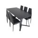 VENTURE DESIGN Marina spisebordsst, m. 6 stole - sort finer/sort metal og sort PU/sort metal