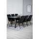 VENTURE DESIGN Marina spisebordsst, m. 6 stole - sort finer/sort metal og sort stof/folie metal