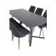 VENTURE DESIGN Marina spisebordsst, m. 6 stole - sort finer/sort metal og sort stof/folie metal