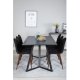 VENTURE DESIGN Marina spisebordsst, m. 6 stole - sort finer/sort metal og sort stof/folie metal