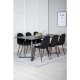 VENTURE DESIGN Marina spisebordsst, m. 6 stole - sort finer/sort metal og sort stof/folie metal