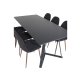 VENTURE DESIGN Marina spisebordsst, m. 6 stole - sort finer/sort metal og sort stof/folie metal