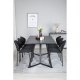 VENTURE DESIGN Marina spisebordsst, m. 6 stole - sort finer/sort metal og sort stof/sort metal