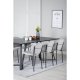 VENTURE DESIGN Marina spisebordsst, m. 6 stole - sort finer/sort metal og gr stof/sort metal
