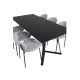 VENTURE DESIGN Marina spisebordsst, m. 6 stole - sort finer/sort metal og gr stof/sort metal